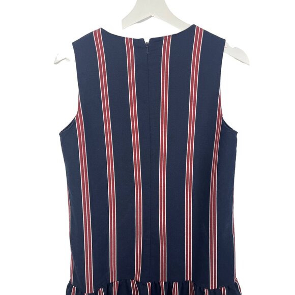 Halogen Navy Red Striped Sleeveless Mini Shift Dress Women’s XS Work Casual - Picture 10 of 12